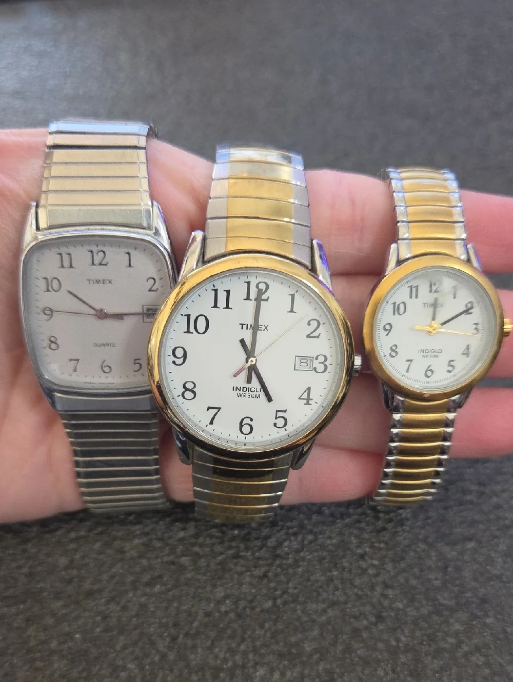 3 Vintage Timex Watches Lot Parts